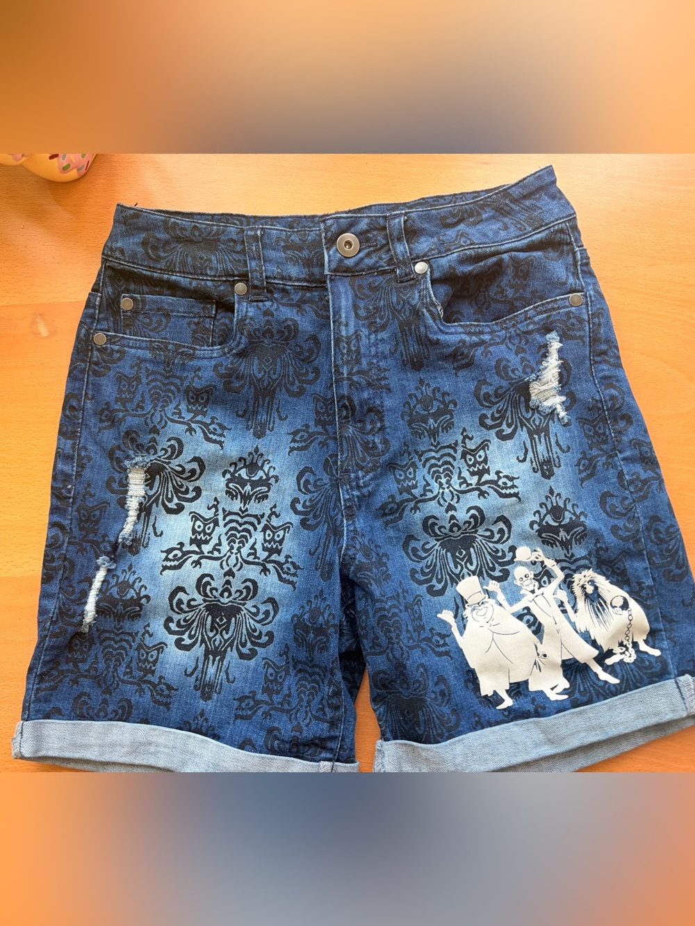 Disney Haunted Mansion Hitchhiking Ghosts Denim Shorts small